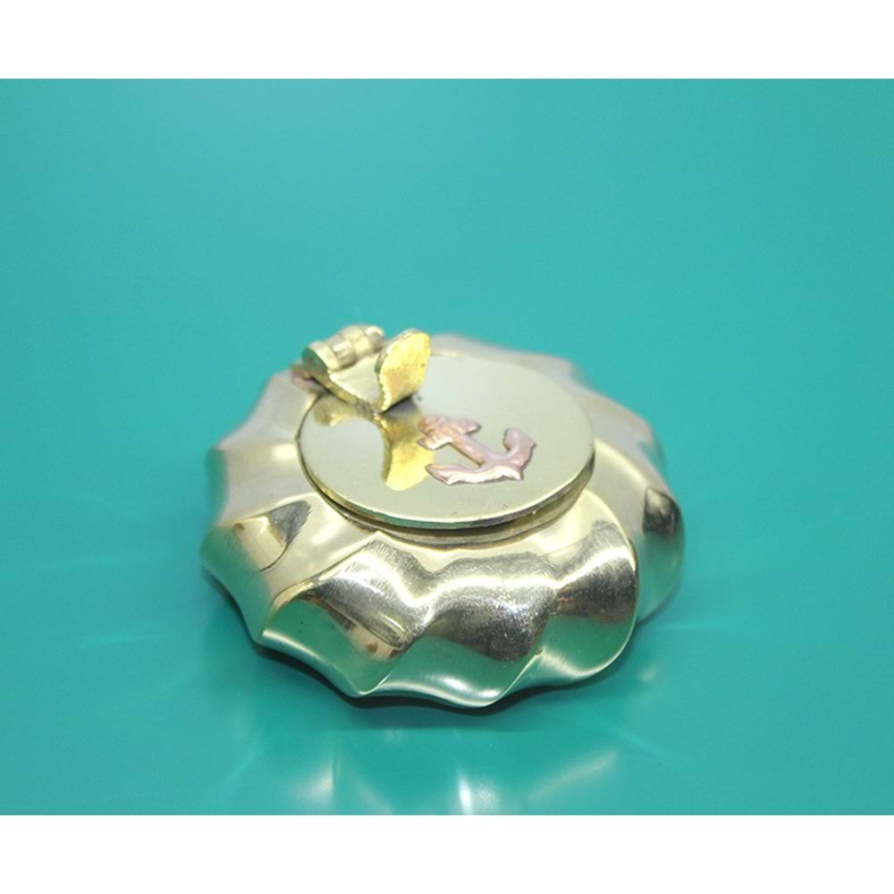 Dekoratif Masa Üstü Pirinç Çapalı Kapaklı Küllük (6cm)