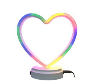 Usb Dekoratif Neon Kalp Tasarım Işıklı Masa Lambası