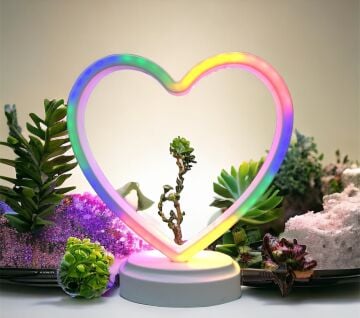 Usb Dekoratif Neon Kalp Tasarım Işıklı Masa Lambası