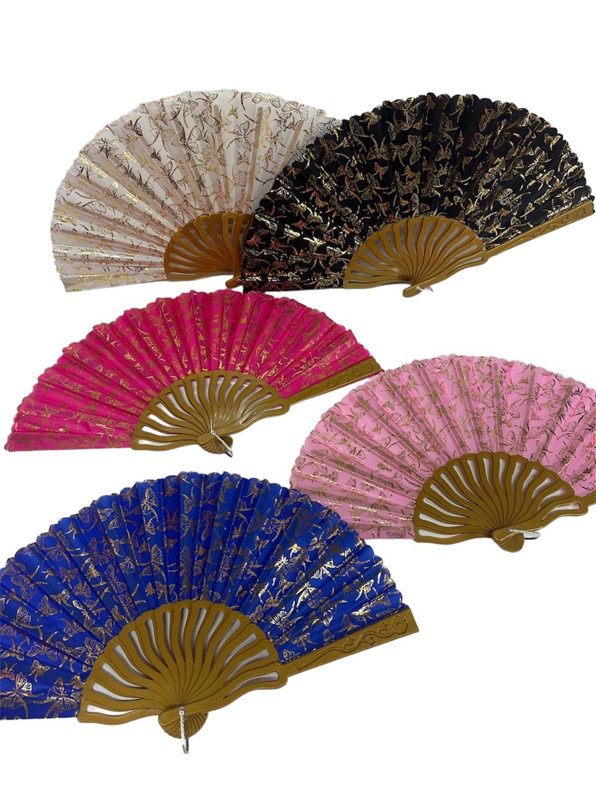 Gold Saplı Plastik Desenli Yelpaze
