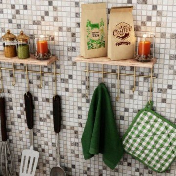 Dekoratif Çok Amaçlı Takı Mutfak Banyo Ahşap Askılık Duvar Rafı