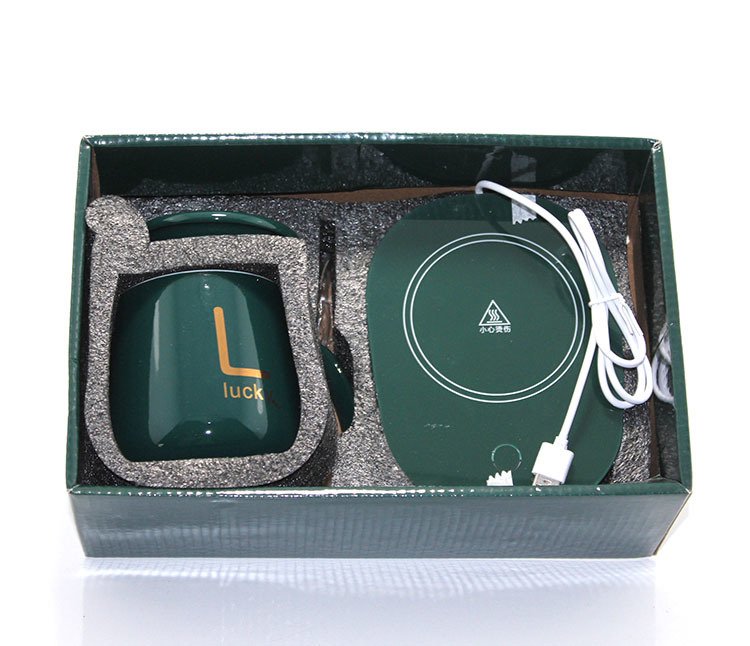 Usb Isıtmalı Lucky Yeşil Altlıklı Kaşıklı Kapaklı Kupa Bardak