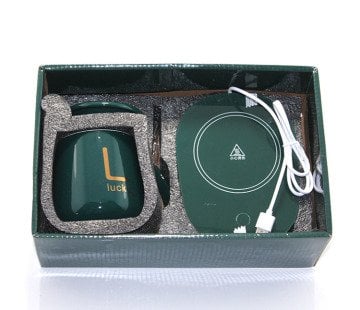 Usb Isıtmalı Lucky Yeşil Altlıklı Kaşıklı Kapaklı Kupa Bardak