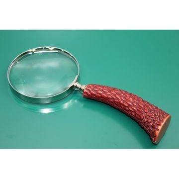 Dekoratif Boynuz Tasarımlı Pirinç Büyüteç (24 cm x 10 cm)