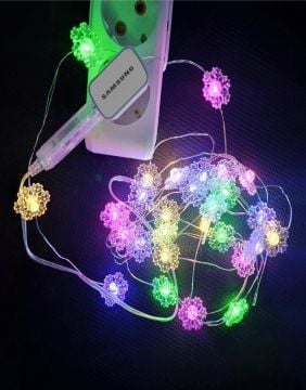 Kar Tanesi Şeklinde Rgb 28 Ampul Şerit Led Işık Zinciri