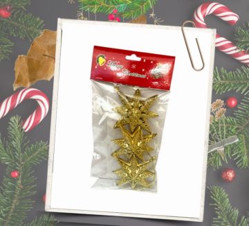 Yılbaşı Çam Ağacı Gold Yıldız Yılbaşı Süsü (3 Adet)