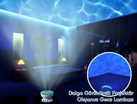 Dalga Görünümü Veren Okyanus Gece Lambası ve Hoparlör