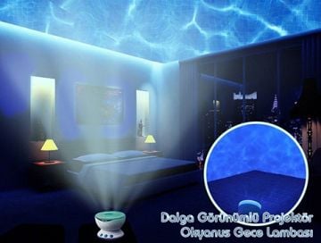 Dalga Görünümü Veren Okyanus Gece Lambası ve Hoparlör