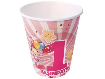1 Yaşındayım Doğum Günü Karton Bardak (8 Adet)
