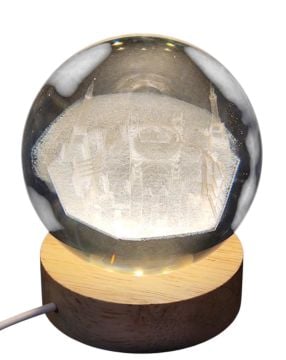 Dekoratif Ahşap Altlıklı Camii Temalı Işıklı Cam Küre (8 cm)