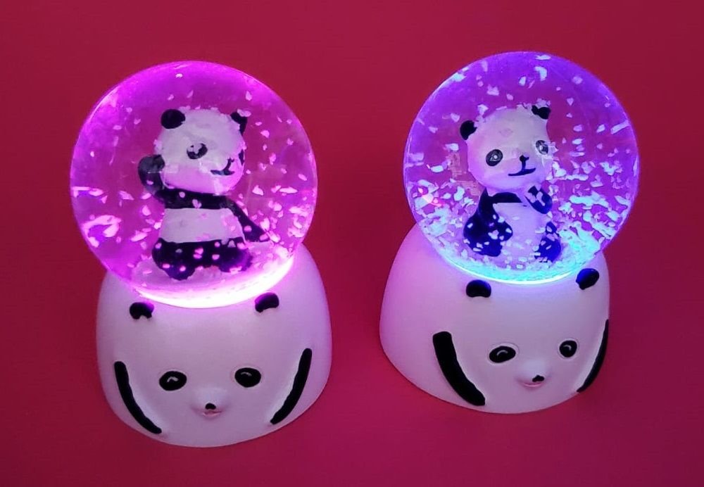 Mini Işıklı Panda Tasarım Dekoratif Cam Kar Küresi
