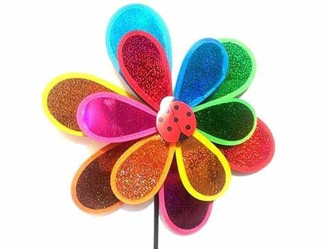 Çift Katlı Renkli Plastik Rüzgar Gülü