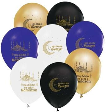 Ramazan Tasarımlı Renkli Balonlar (100 Adet)