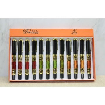 Siyah Altın Renkli Desenli Roller Metal Kalem