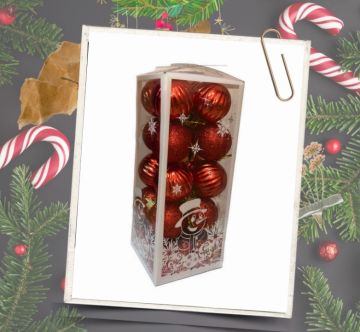 Yılbaşı Çam Ağacı Kutulu Kırmızı Toplar Yılbaşı Süsü 20'li (4 cm)