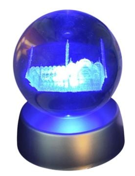 Led Işıklı Renk Değiştiren Cami Kristal Cam Küre