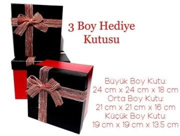 3'lü Kırmızı Siyah Kare Tasarımlı Hediye Kutusu