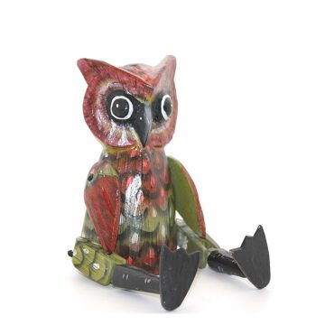 Dekoratif Hareketli Ahşap Baykuş Biblosu (25 cm)
