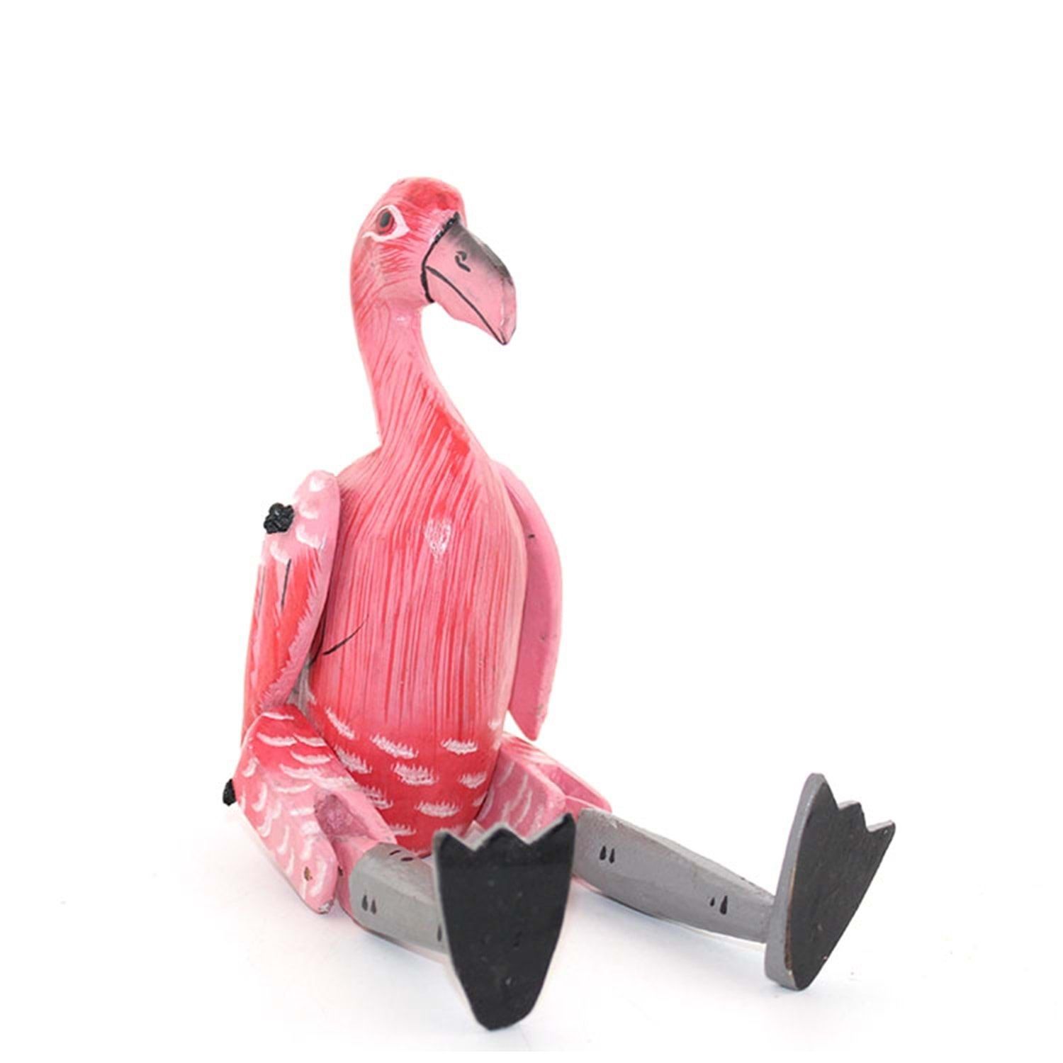 Dekoratif Hareketli Ahşap Flamingo Biblosu (25 cm)