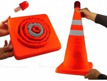 Flaşörlü Katlanır Trafik Konisi
