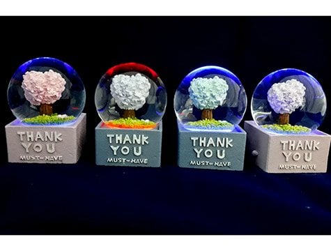Dekoratif Thank You Ağaç Tasarımlı Işıklı Cam Kar Küresi