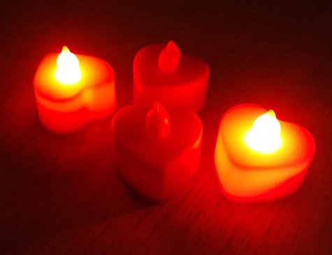 Kırmızı Kalp Tealight Pilli Mum (24 Adet)