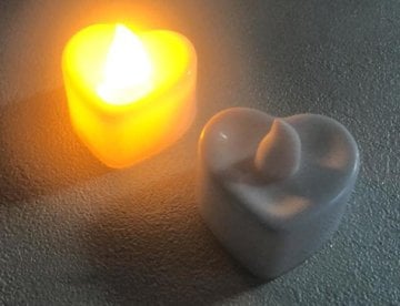 Beyaz Kalp Led Tealight Pilli Mum (24 Adet)