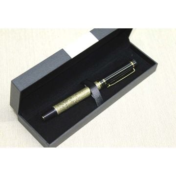 Kutulu Siyah Gold İşlemeli Şık Metal Tükenmez Kalem