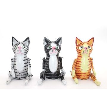 Dekoratif Hareketli Ahşap Kedi Biblosu (25 cm)