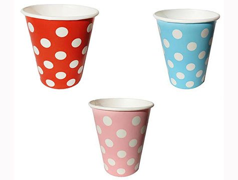 Puantiyeli Karton Bardak (Pembe Mavi Kırmızı)