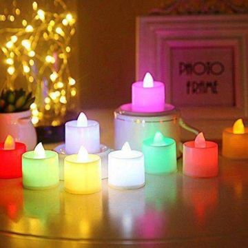 Yuvarlak Renk Değiştiren Tealight Pilli Mum (24 Adet)