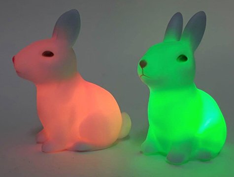 Renk Değiştiren Işıklı Oturan Tavşan Gece Lambası