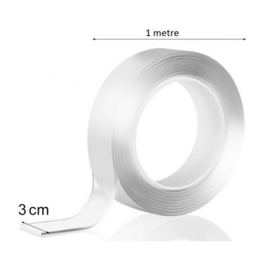 Kolayca kesilebilir Çift Taraflı Şeffaf Bant (1m x 3cm)