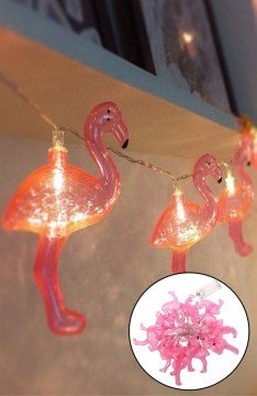 Dekoratif Flamingo 10'lu Pilli Led Işık 1.5 Metre