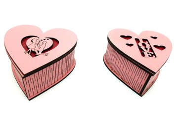 Ahşap Kalp Hediye Kutusu (Kırmızı & Pembe)