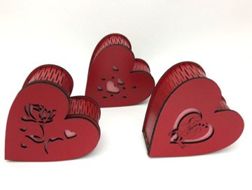 Ahşap Kalp Hediye Kutusu (Kırmızı & Pembe)