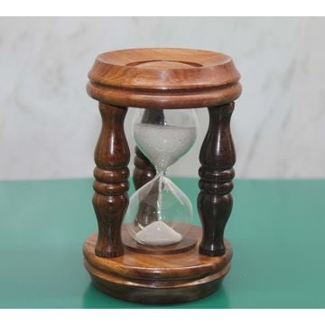 Dekoratif Masa Üstü Ahşap Kum Saati (12 cm x 8 cm)
