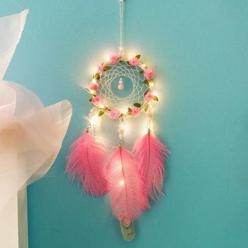 Dekoratif El Yapımı Led Işıklı Düş Kapanı Dream Catcher