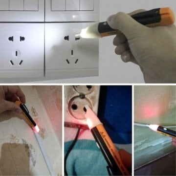 Dedektörlü Temassız Işıklı Elektrik Kaçak Dijital Kontrol Kalemi Cihazı