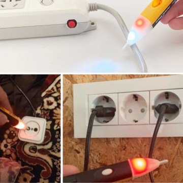 Dedektörlü Temassız Işıklı Elektrik Kaçak Dijital Kontrol Kalemi Cihazı