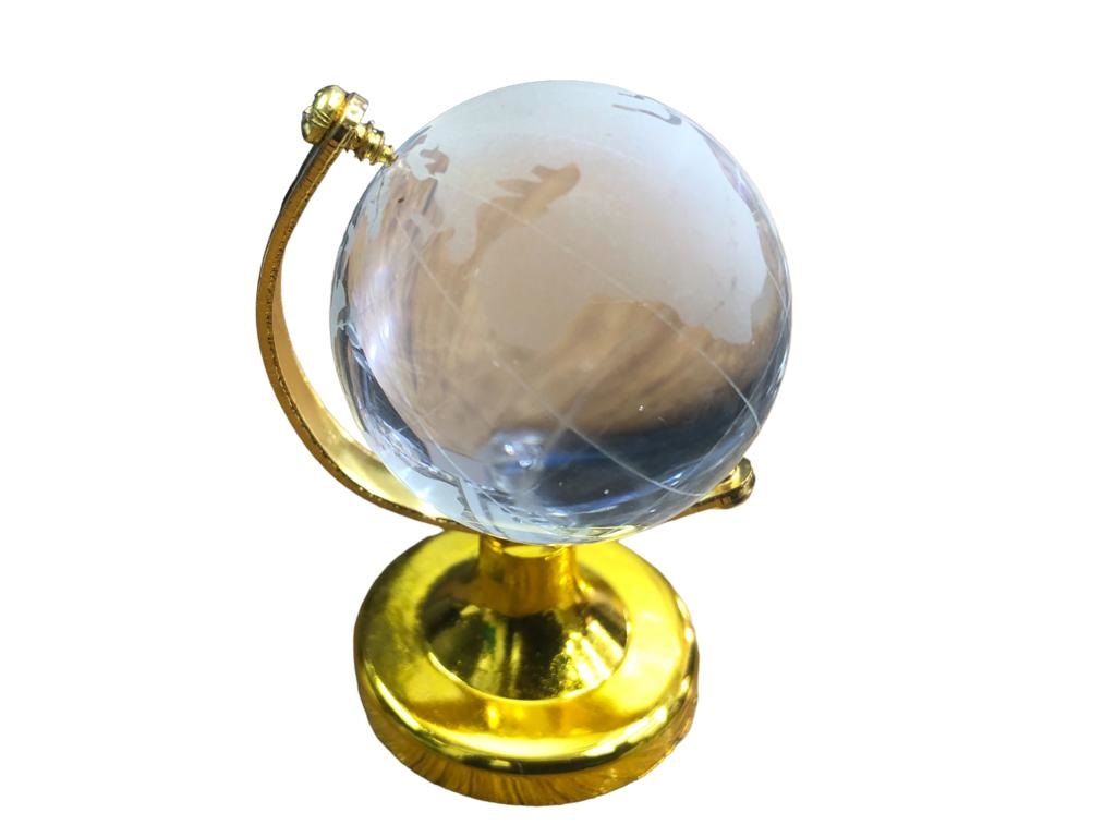 Gold Kristal Cam Dünya Küre Ofis Hediyesi (6 cm)