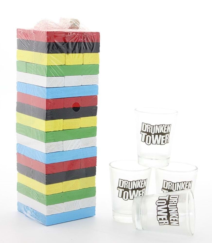 Renkli Jenga Shot Oyunu Drunken Tower 20 cm