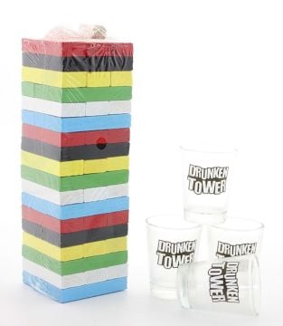 Renkli Jenga Shot Oyunu Drunken Tower 20 cm