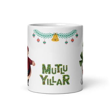 Mutlu Yıllar Noel Baba Tasarımlı Seramik Kupa Bardak