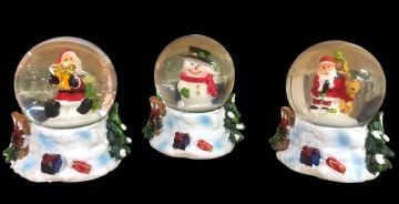 Beyaz Mini Yılbaşı Noel Baba Kardan Adam Cam Kar Küresi