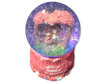 Romantik Sevgili Bankta Oturan  Kar Püskürten Müzikli Cam Kar Küresi