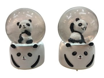 Sevimli Pandalar Temalı Işıklı Müzikli Cam Kar Küresi