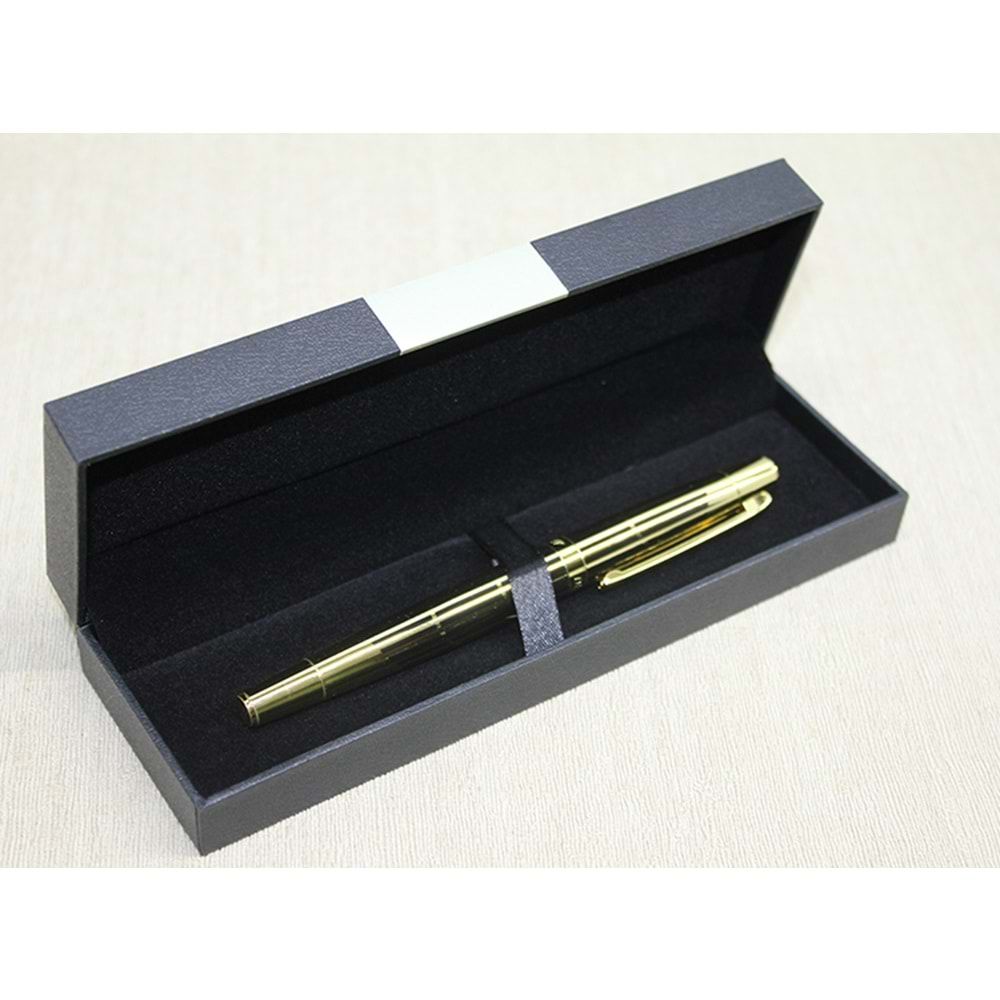 Kutulu Gold Düz Şık Tükenmez Kalem Hediye