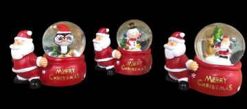 Mini Yılbaşı Noel Baba Yanında Cam Kar Küresi