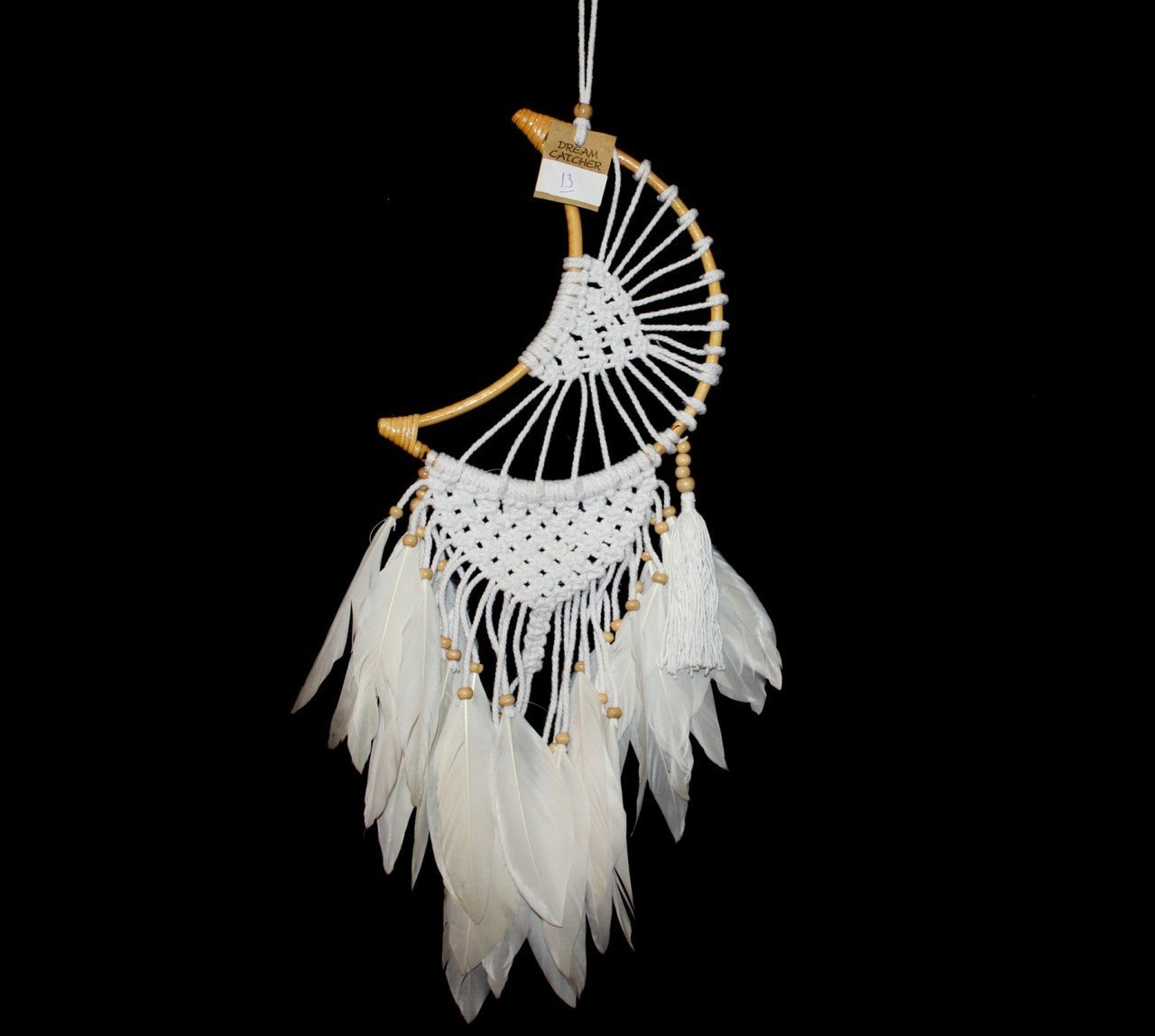 Yarım Ay Şeklinde Tüylü Dream Catcher Rüya Düş Kapanı